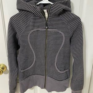 Grey striped lululemon scuba hoodie